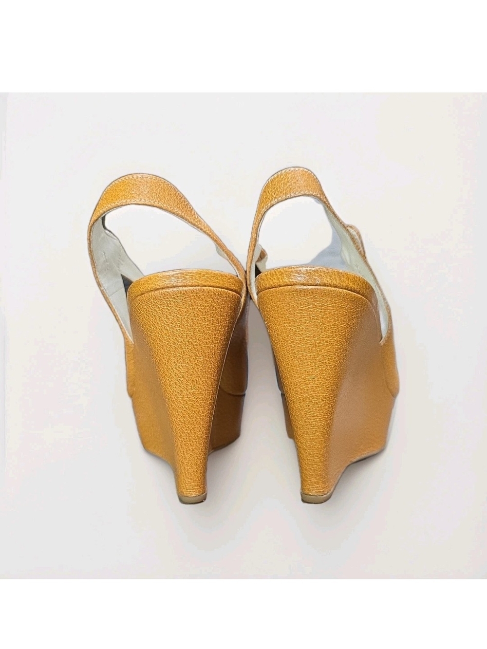 Prada Mustard Yellow Leather Slingback Peep-Toe Heels - Picture 3 of 6